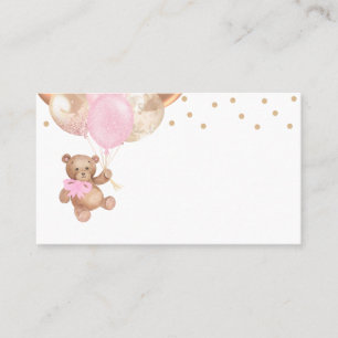 Teddy Bear Rose Gold Balloons Babydusche Platzkarte