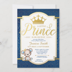 Teddy Bear Royal Prince Baby Dusche Einladung