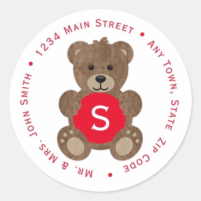 Teddy Bear Rücksendeadresse Round Sticker (Vorderseite)