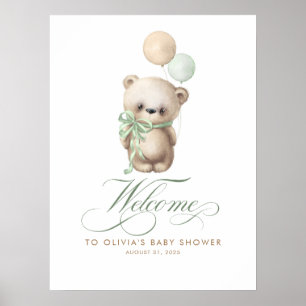 Teddy Bear Sage Baby Dusche Begrüßungszeichen Poster