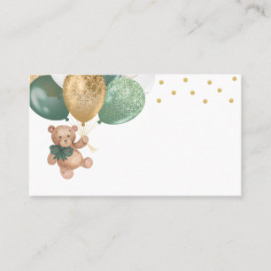Teddy Bear Sage Green Balloons Babydusche Platzkarte