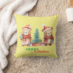 Teddy Bear Santa Red Green Frohe Weihnachts-Party Kissen