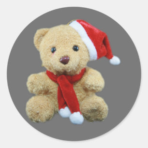 Teddy Bear Santa Runder Aufkleber