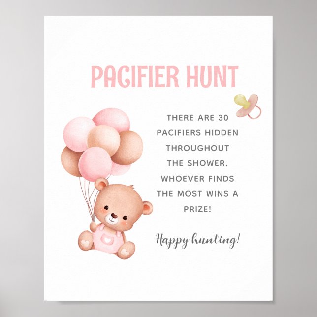 Teddy Bear Schnuller Hunt Baby Showspiel Poster (Vorne)