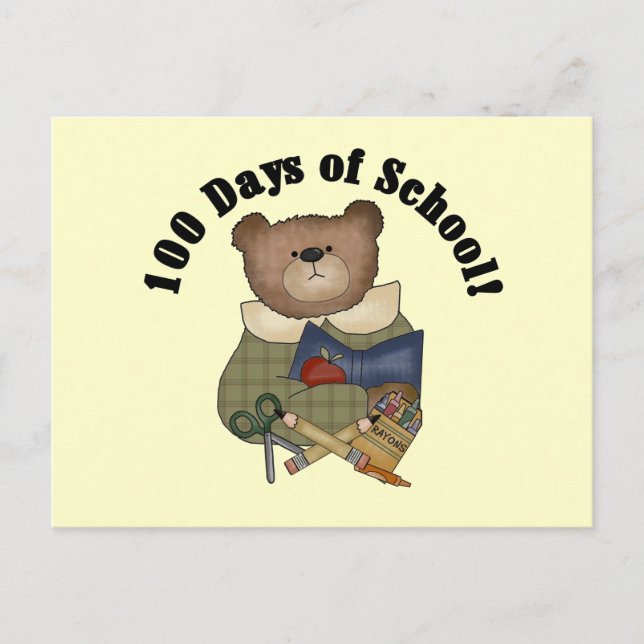Teddy Bear School 100 Days Tshirts und Geschenke Postkarte (Vorderseite)