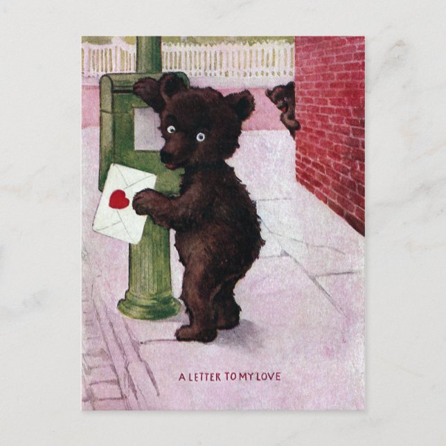 Teddy Bear sendet Liebe Letter Postkarte (Vorderseite)