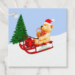 Teddy Bear Sled Dieses Weihnachtsgeschenk Gefallen Geschenkanhänger