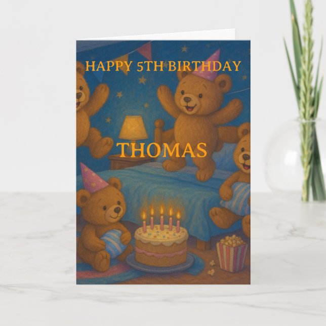 Teddy Bear Slumber Party Custom Birthday Card Karte (Vorderseite)