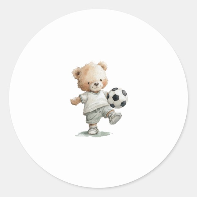 Teddy Bear Soccer Baby Shower • All-Star Theme Runder Aufkleber (Vorderseite)