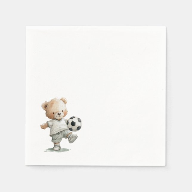 Teddy Bear Soccer Baby Shower  Serviette (Vorderseite)