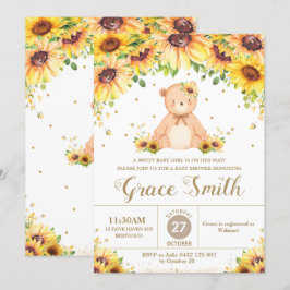 Teddy Bear Sonnenblume Blumenblütendusche Girl Inv Einladung