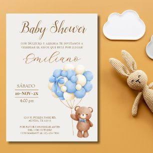 Teddy Bear Spanish Baby Dusche Balloons Einladung
