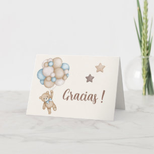 Teddy Bear Spanish Baby Shower Boy Dankeskarte