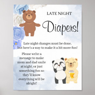 Teddy Bear Spate Night Diaper Kinderduschenspiel Poster