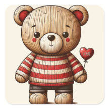 Teddy Bear Square Sticker