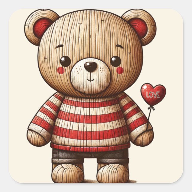 Teddy Bear Square Sticker (Vorderseite)