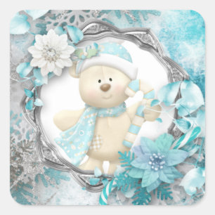 Teddy Bear Square Sticker
