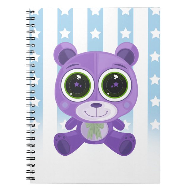 Teddy Bear - Star Eye Lila Notizblock (Vorderseite)