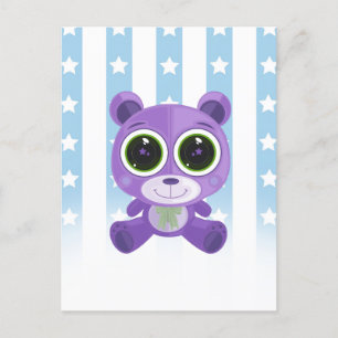 Teddy Bear - Star Eye Lila Postkarte