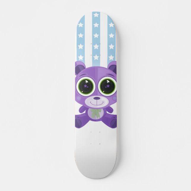 Teddy Bear - Star Eye Lila Skateboard (Vorne)