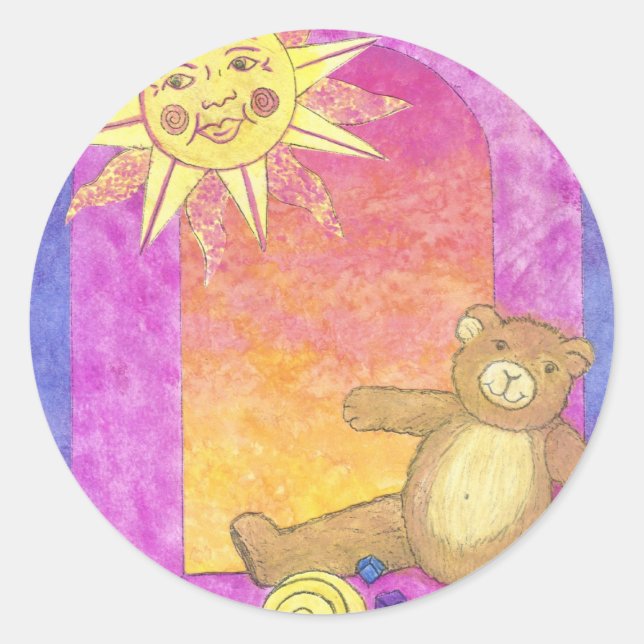 Teddy Bear Sun Set Runder Aufkleber (Vorderseite)