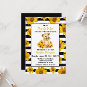 Teddy Bear Sunflower Baby Dusche Einladung