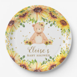 Teddy Bear Sunflower Baby Showday Party Pappteller