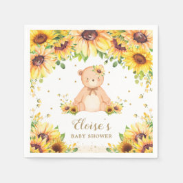Teddy Bear Sunflower Baby Showday Party Serviette
