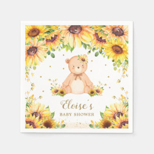 Teddy Bear Sunflower Baby Showday Party  Serviette