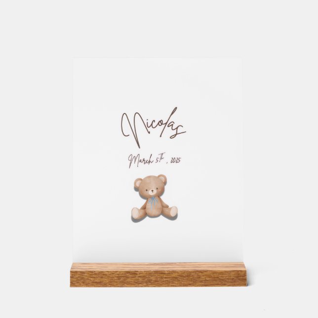 Teddy Bear Table Decor Acrylschild (Vorderseite)