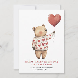 Teddy Bear Teacher Happy Valentine's Day Feiertagskarte