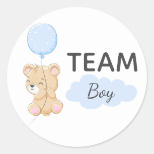 Teddy Bear Team Boy Gender Reveal Party Runde Runder Aufkleber