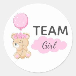 Teddy Bear Team Girl Gender Reveal Party Runde Runder Aufkleber