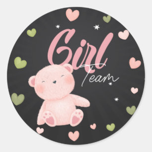 Teddy Bear Team Girl Gender Reveal Sticker