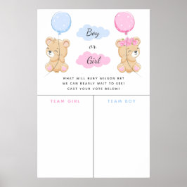Teddy Bear Thema Geschlecht offenbaren Stimmzettel Poster