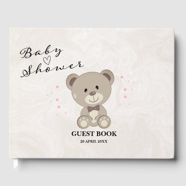 Teddy Bear Theme Baby Shower (Girls Pink) Gästebuch (Vorderseite)
