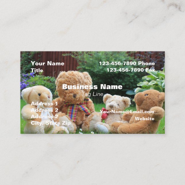 Teddy Bear Theme Business Card HAMbyWhiteGlove Visitenkarte (Vorderseite)
