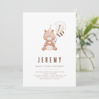 Teddy Bear Theme Neutral 1. Geburtstag Party Einladung