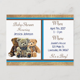 Teddy Bear Themed Boy's Baby Shower Einladung