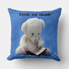Teddy Bear Time to Read Blue Stuffed Animal, ZKOA Kissen