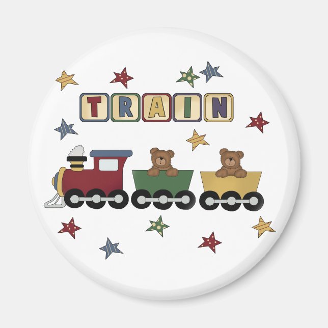 Teddy Bear Train Tshirts und Geschenke Magnet (Vorne)