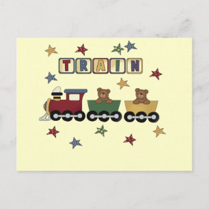 Teddy Bear Train Tshirts und Geschenke Postkarte