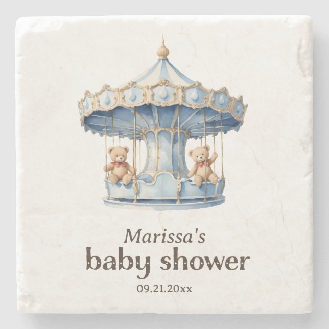 Teddy Bear Twin Boy Babydusche Untersetzer (Vorderseite)