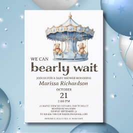 Teddy Bear Twin Boys Baby Shower Einladung