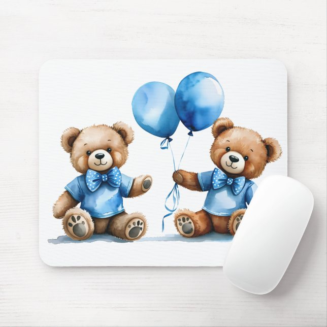Teddy Bear Twin Boys Mousepad (Mit Mouse)