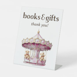 Teddy Bear Twin Girl Babydusche Bücher und Geschen Sockelschild