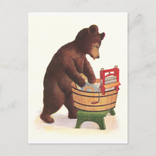 Teddy Bear übernimmt die Wäsche Postkarte