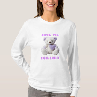Teddy Bear umarmt Lavendel Heart Valentinstag T-Shirt