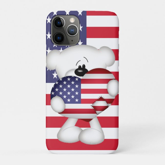 Teddy Bear und Big USA Flag Herz Case-Mate iPhone Hülle (Rückseite)