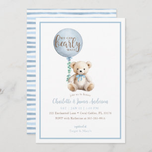 Teddy Bear und Eucalyptus Balloon Baby Show Einladung